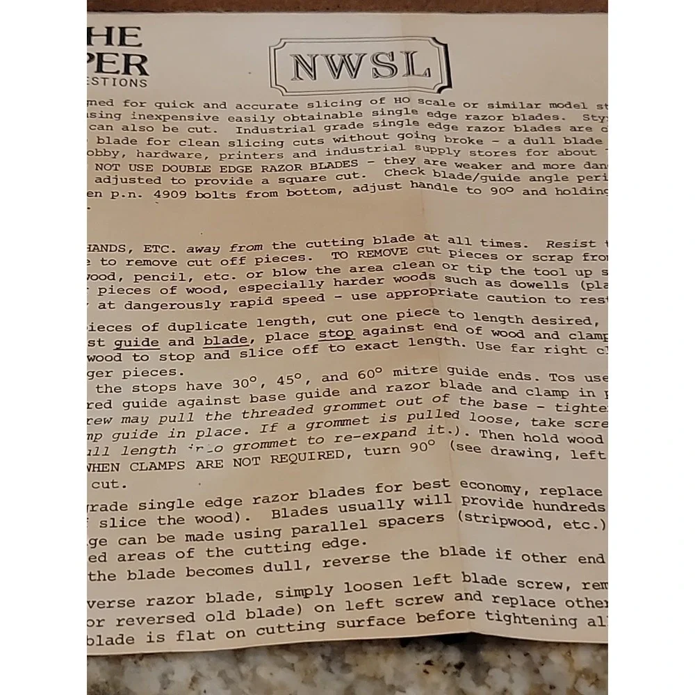 Vintage NorthWest Short Line NWSL The Chopper Precision Cutting Tool For MODELS